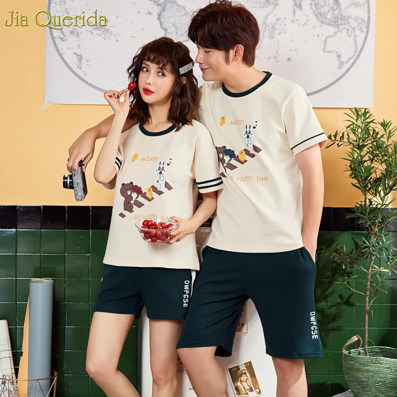 Пижамный костюм для пары Новинка 2019 года летние штаны с короткими рукавами