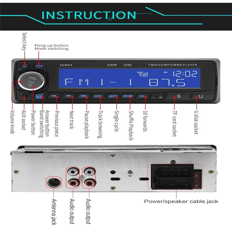 Автомобильный MP3-плеер с Bluetooth USB / SD/AUX 12 В | Автомобили и мотоциклы