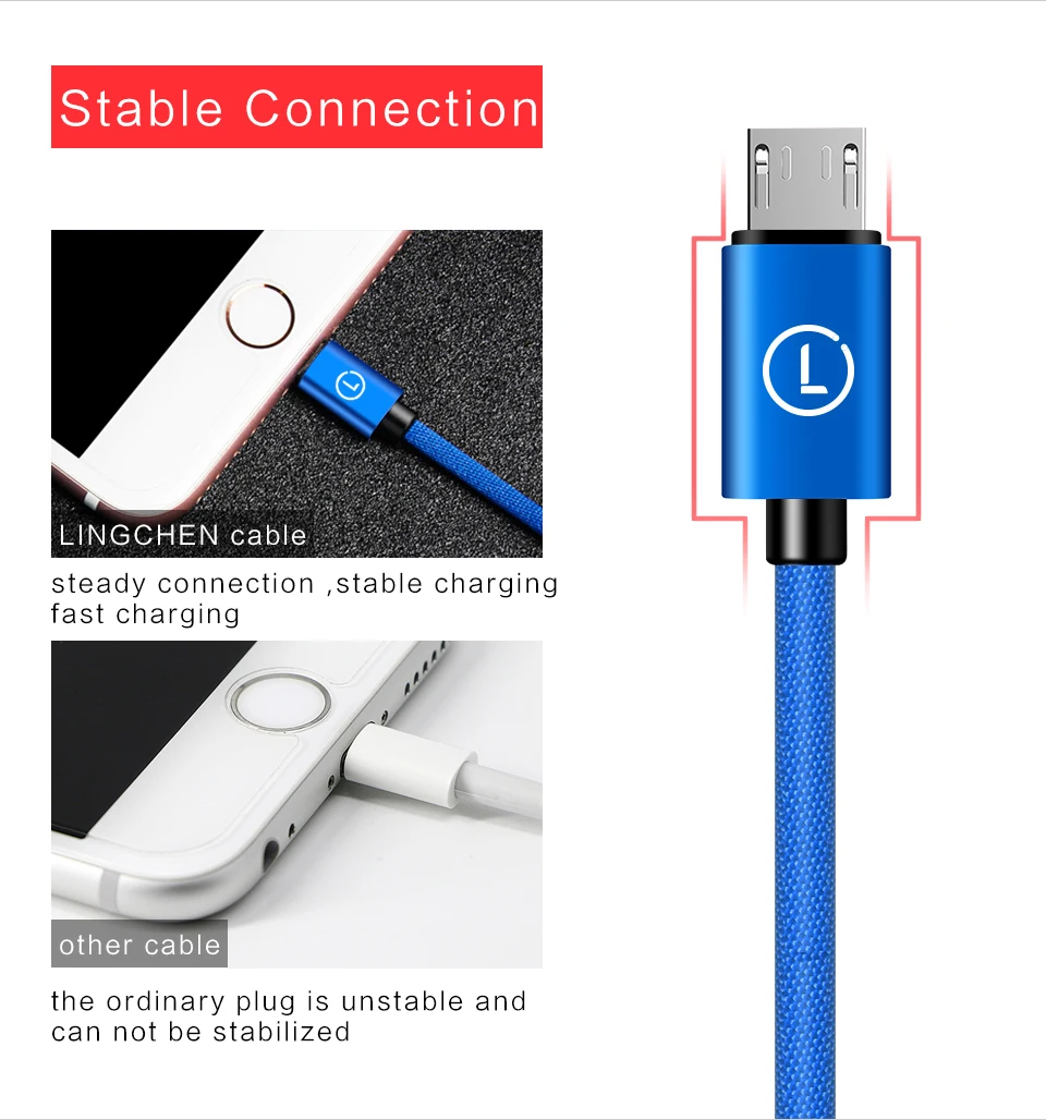 LINGCHEN Micro Usb кабель для Xiaomi Redmi Note 5 2.1A Быстрый зарядный кабель нейлон Usb микро мобильный телефон Android кабели huawei