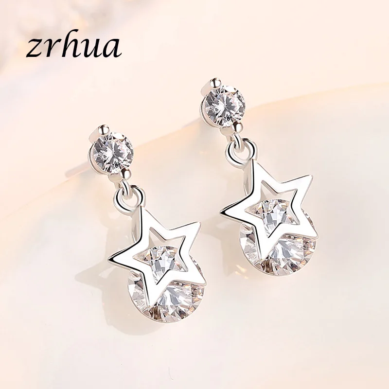 ZRHUA 925 стерлингового серебра 2019 Новое поступление Модный Блестящий Кристалл