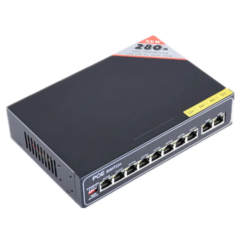 48 в 8 портов гигабитный неуправляемый poe коммутатор 8*100/1000 Мбит/с POE poort 2*100/1000 UP Link
