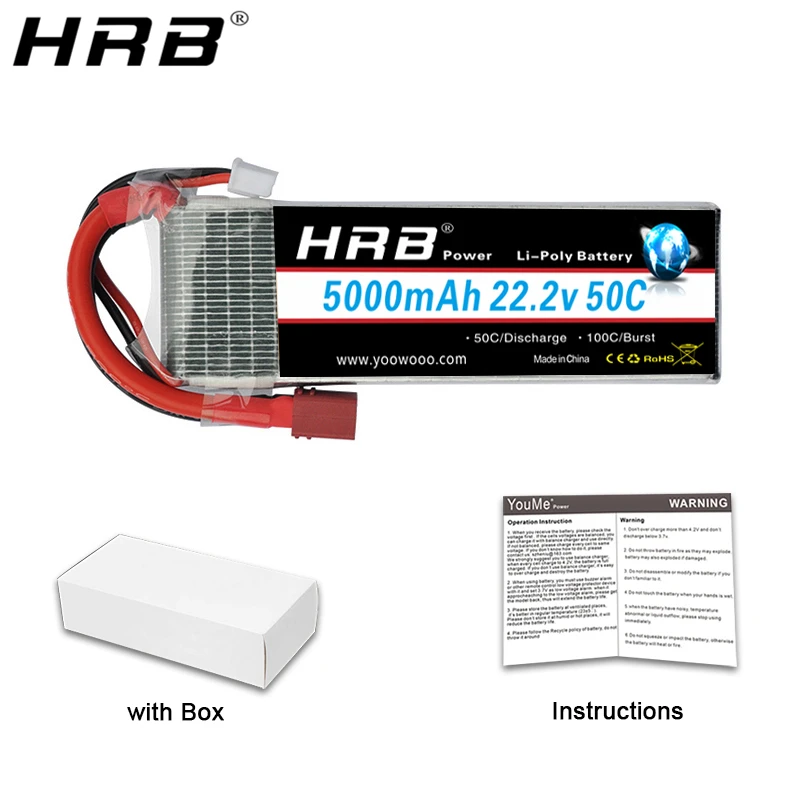 HRB 22,2 V 5000mah Lipo 6S батарея EC5 T Deans XT60 TRX XT90 для квадрокоптера FPV самолеты Багги автомобили катамаран лодка RC части 50C