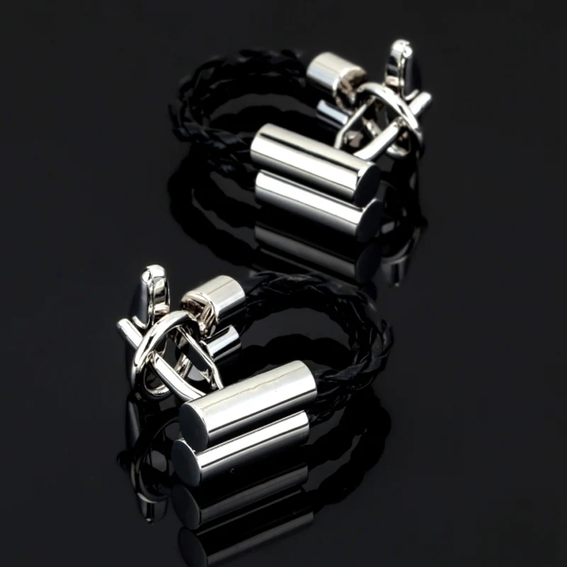 

XKZM Hot Sale Punk 1 Pair Black PU Leather Rope Cufflink Men Cuff Link French Shirt Cufflinks Cuff Button Wedding Party Gifts