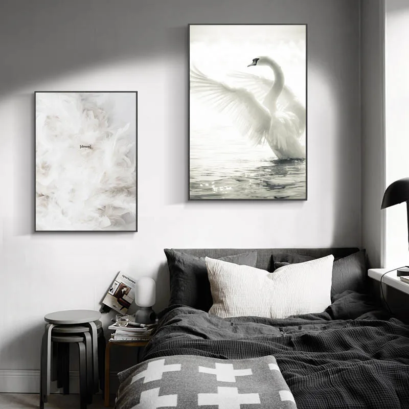 Скандинавский домашний декор Лебедь плакаты и принты настенная живопись холст