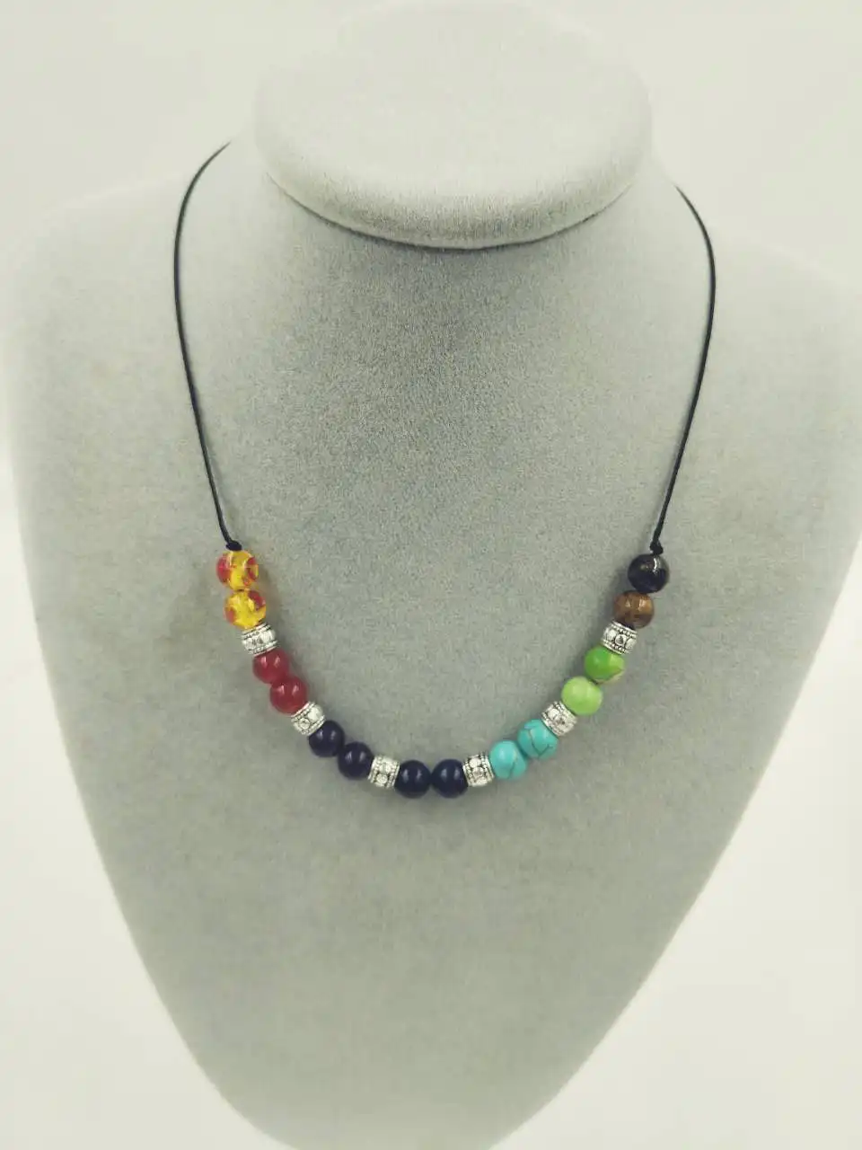 

1PCS Multi-color Natural Stone Necklaces Of Stretch Yoga Necklace Women Men