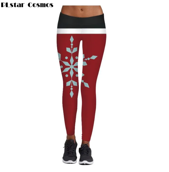 

PLstar Cosmos Fashion Christmas Leggings 3d Print Cosplay Trousers Red Green Stripes Sexy Pants Christmas Elf Women Bodycon