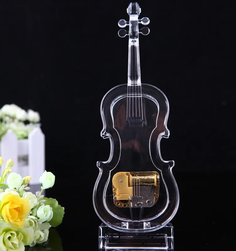 Музыкальная шкатулка для скрипки с акриловой кристальной текстурой музыкальная