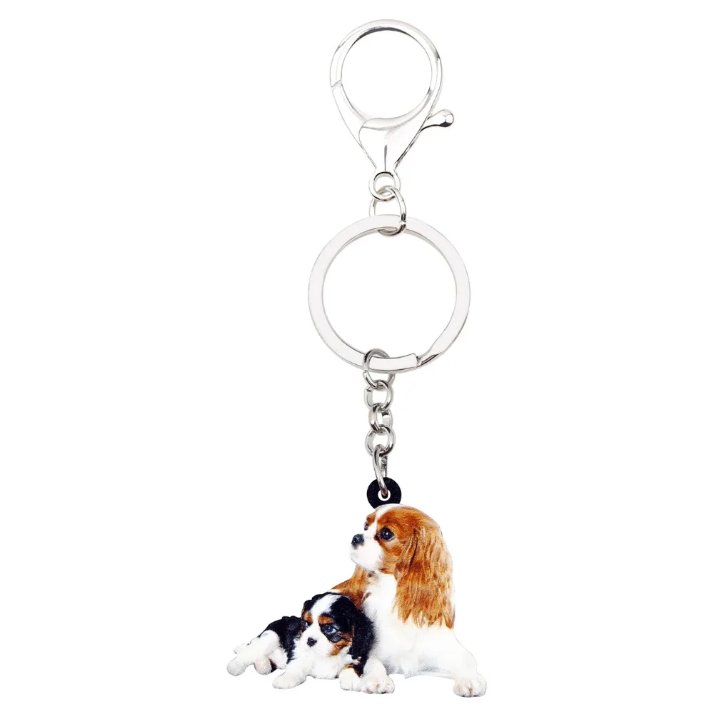 Милые акриловые брелки WEVENI для ключей с двумя собаками кавалерами Кинг шармами