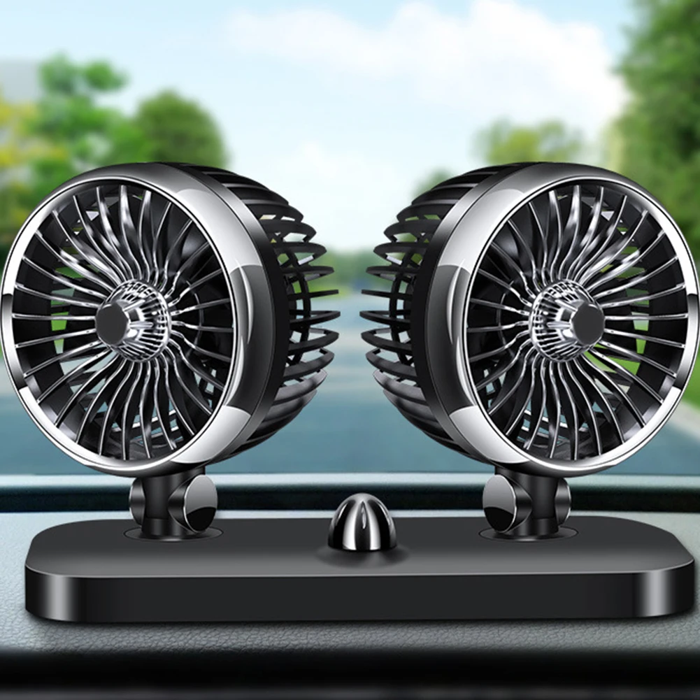 12 V/24 V 360 градусов круглый регулируемый автоматический воздушного охлаждения с двумя головками вентилятор с низким уровнем шума автоматический охлаждающий вентилятор воздуха для автомобилей Аксессуары