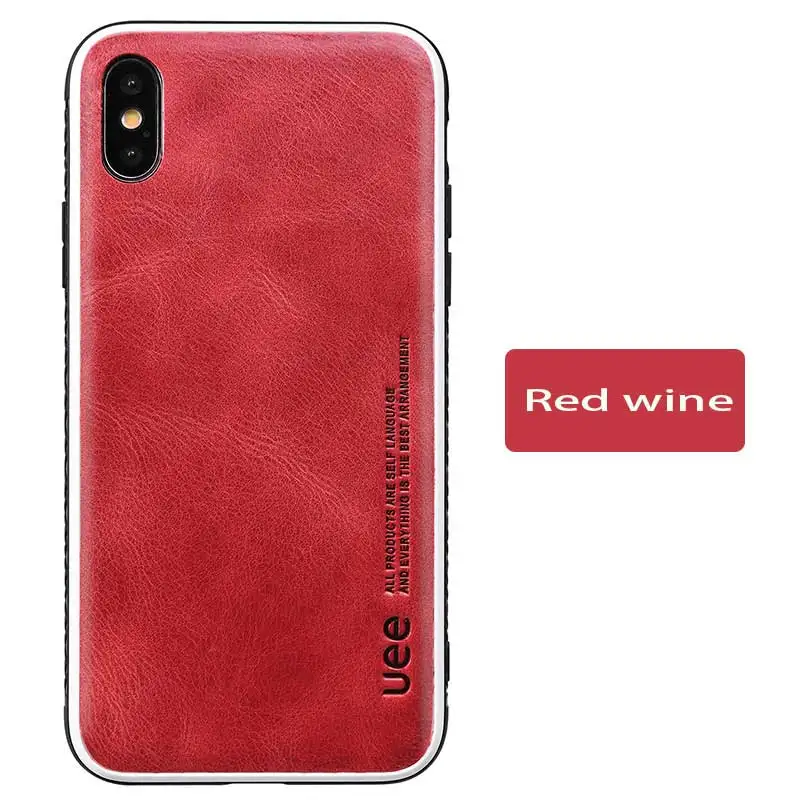 Red wine Чехол из натуральной кожи для iPhone 7, деловой модный однотонный защитный чехол для iPhone XSmax XR XS 6 7 8, анти-осенний чехол для телефона - Цвет: Red wine
