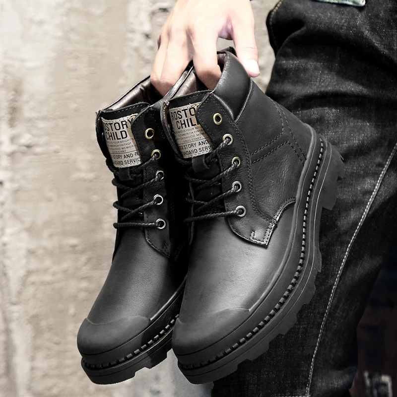 MYCOLEN Autumn Men Shoes High Top Mens Work Boots Outdoor Leather Ankle For Safety Bota Masculina Size 37-47 | Обувь