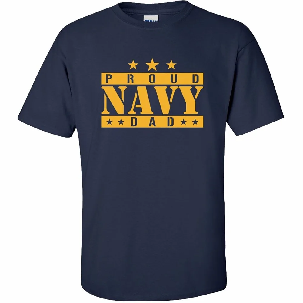 

2018 Classical Short Sleeve T-Shirt Men 100% Cotton Short Sleeve O-Neck Proud Dad Tee Shirt In Navy custom Shirt Printing