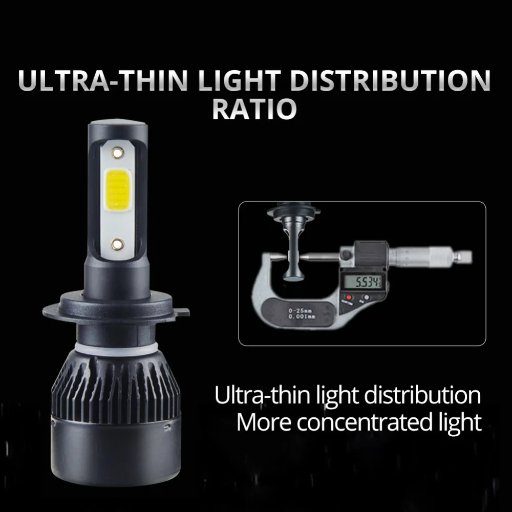 1 шт. светодиодный противотуманных фар 4300K 6500K H7 COB 72W фары для 8000LM 12V 24V H1 H8 H11 9005 9006 HB3