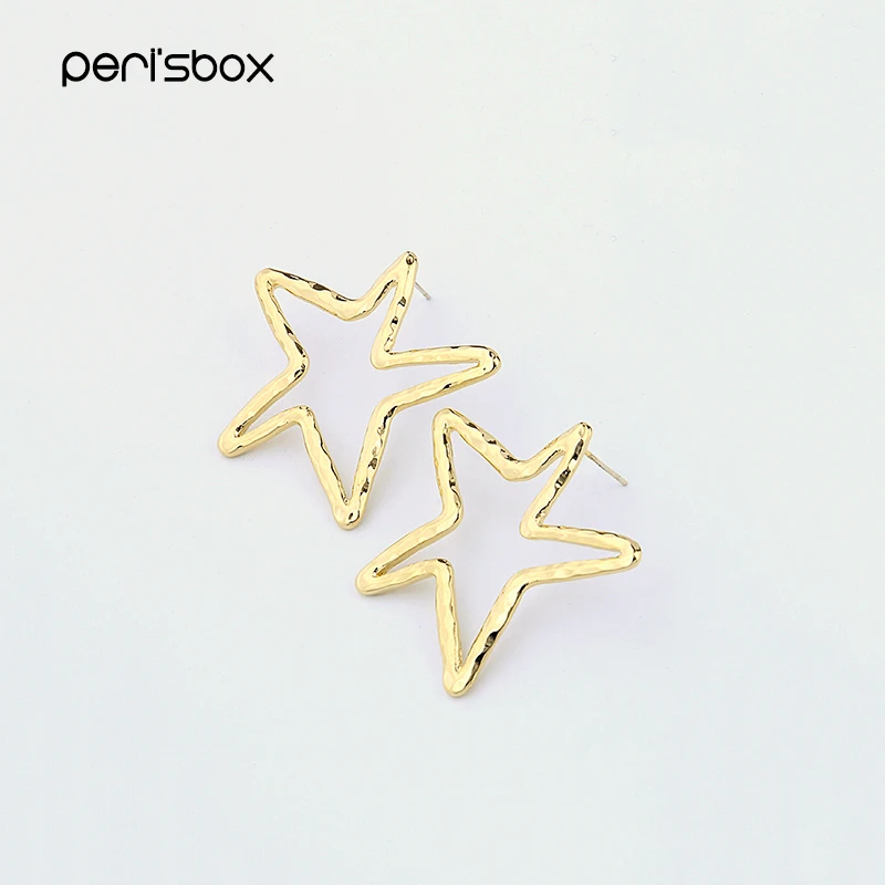 Женские серьги-кольца Peri'sBox шикарные золотистые/Серебристые геометрические