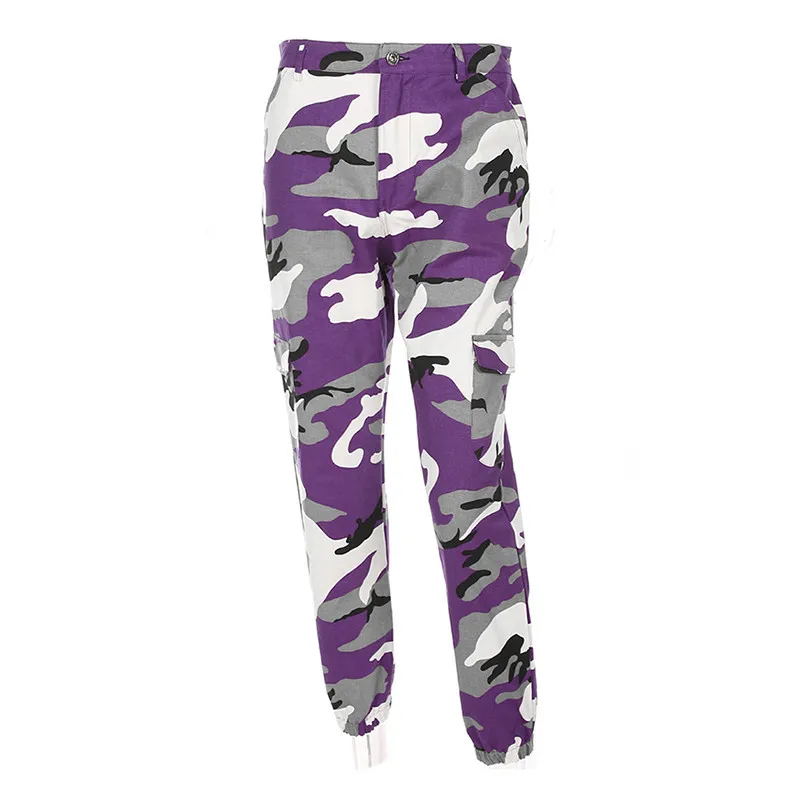 Летние Для женщин Дамы Camo брюки карго Брюки Повседневное брюки в стиле милитари армейские камуфляжные джинсы карандаш брюки Розовый и красный цвет серый