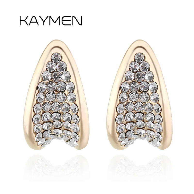 

KAYMEN Waterdrop Full Rhinestones Exquisite Statement Earrings for Girls Gold Plated Personalized Fashion Ear-studs Jewelry