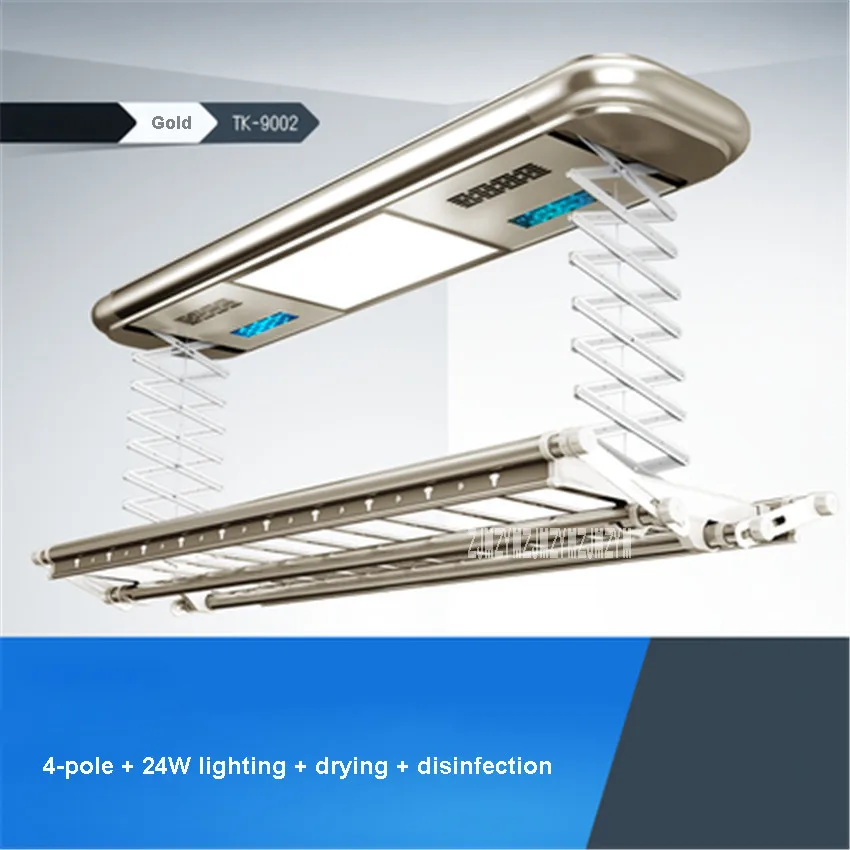 gold TK-9002 Intelligent Electric Drying Rack Balcony Automatic Remote Control Lifting Telescopic Clothes Drying Machine 220V 121W - Цвет: gold