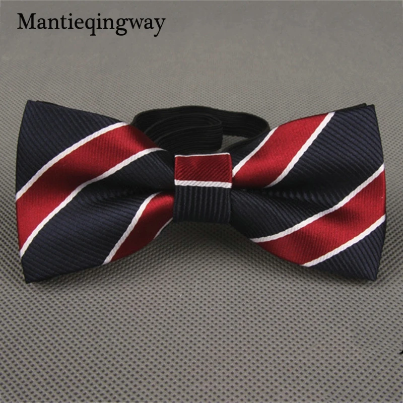 Mantieqingway полиэстер детей с бантом в полоску и горошек дети лук Галстуки печатных тощий лук галстук Gravatas воротник галстук для ребенка партия Галстуки