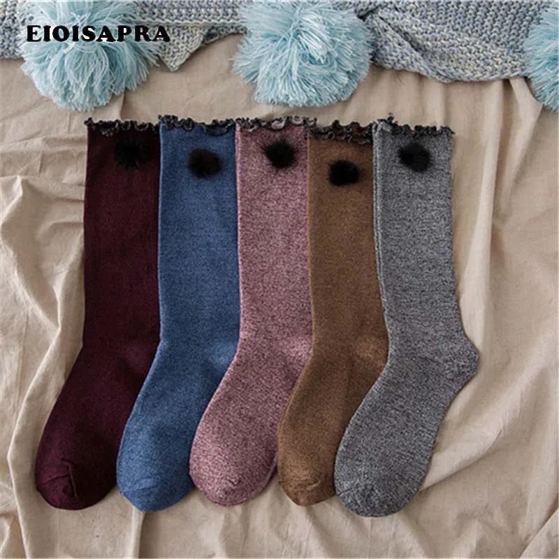 

[EIOISAPRA]Japan Harajuku Heap Heap Socks Lace Socks Women College Style Candy Color Comfort Calcetines Warm Casual Sokken