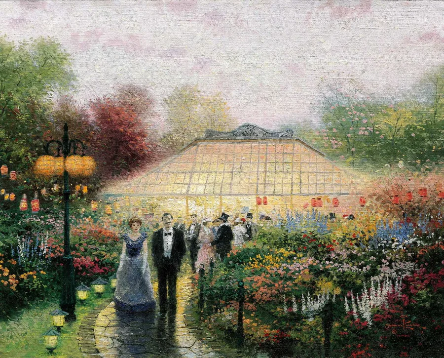 Thomas Kinkade Настенная картина садовая вечевечерние дешевая абстрактная Обычная