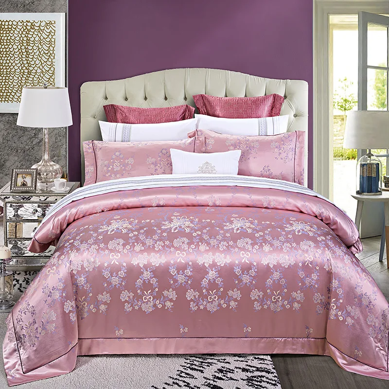 Комплект постельного белья из 4 предметов с жаккардовым кружевом|bed linen|lace duvetbed set |