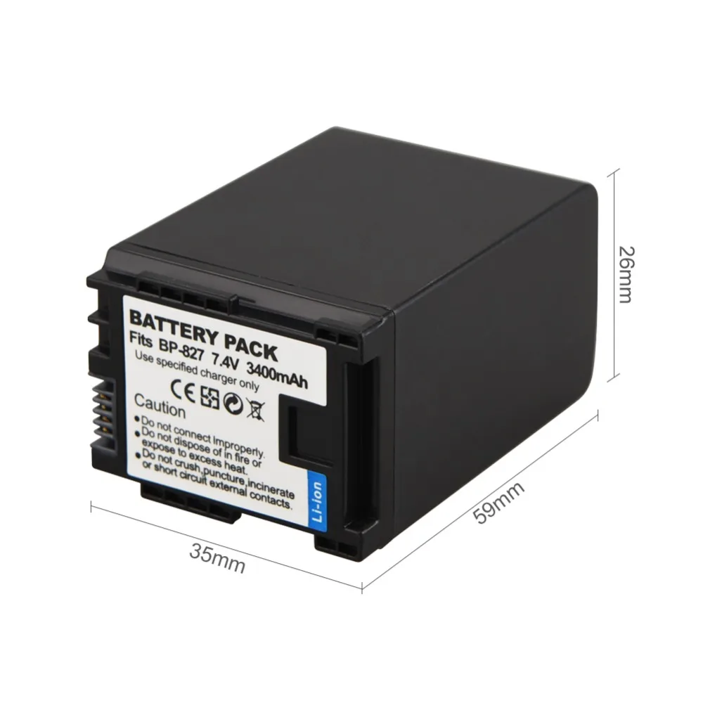 1 х BP 827 аккумулятор 3400 мАч для Canon VIXIA HF10 HF11 HF100 HF20 HF21 HF200 HG20 HG21 HFS10 HFS100 S10 S11 809 819|battery for