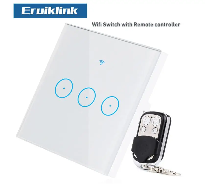 3Gang Switch with RC Wifi умный настенный сенсорный выключатель стеклянная панель ЕС стандартное приложение дистанционное управление работает с Amazon Alexa Google Home для умного дома - Цвет: 3Gang Switch with RC
