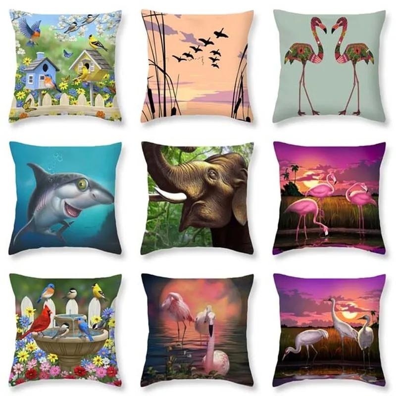 Чехол для подушки с принтом слона фламинго полиэстера | Дом и сад