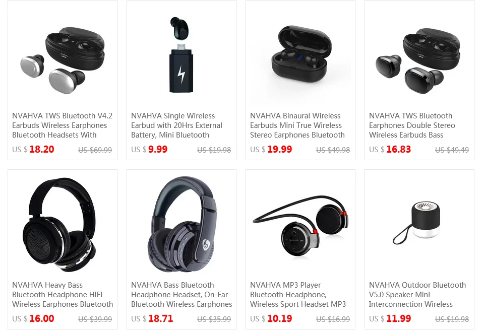 NVAHVA TWS Bluetooth V4.2 наушники беспроводные наушники Bluetooth гарнитуры с зарядным чехлом Hands-free для телефона ТВ ПК Спорт