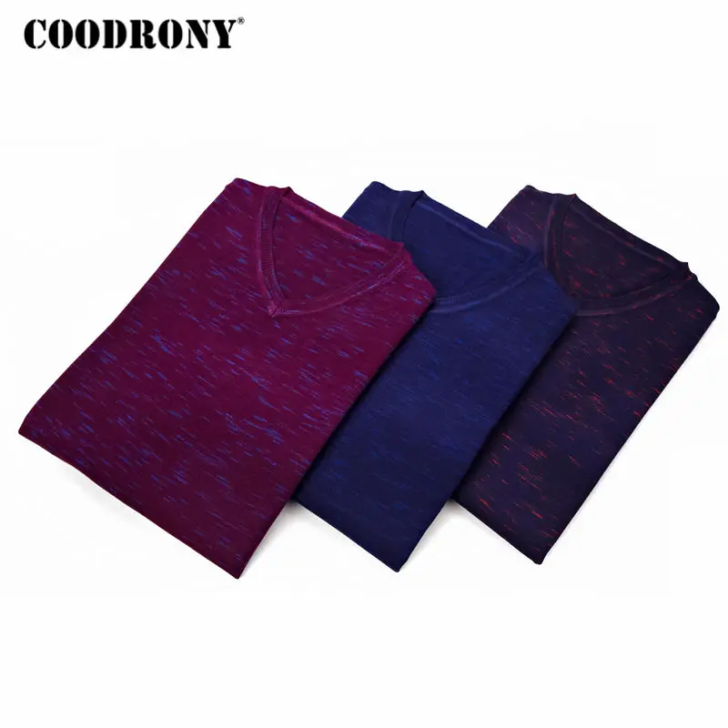 COODRONY свитер, Мужская одежда, новинка, Осенний тонкий пуловер для мужчин, хлопковый пуловер, свитера для мужчин, Повседневная рубашка с v-образным вырезом, Джерси, Hombre 8123