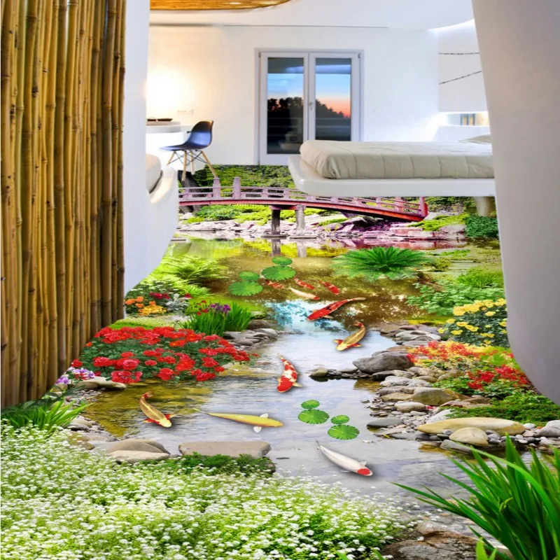 Бесплатная доставка Пользовательские садовые 3D полы растения цветы Золотая