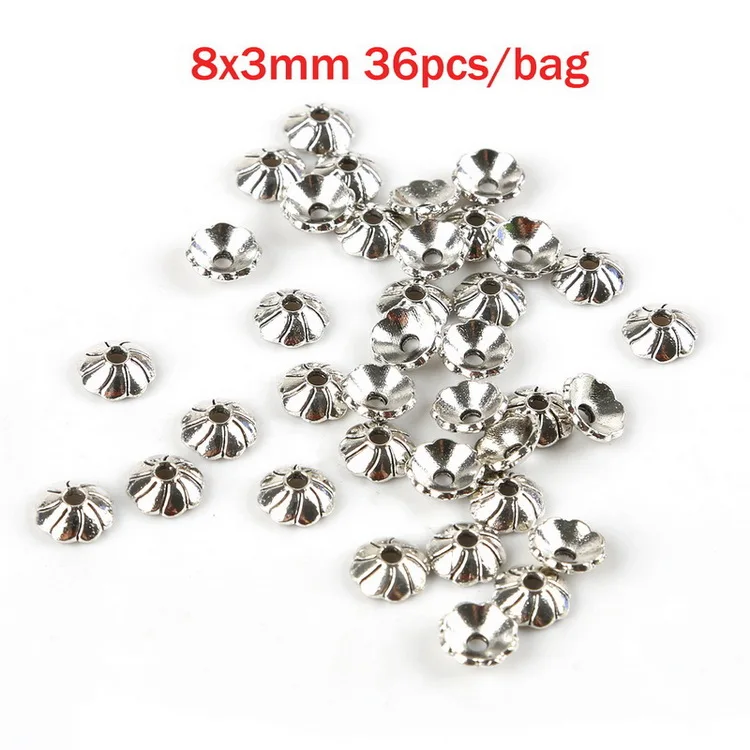 8x3mm 36pcs 35 разные стили тибетского античного серебряного цвета, концевые колпачки для изготовления ювелирных изделий, рукоделие, аксессуары для рукоделия - Цвет: 8x3mm 36pcs