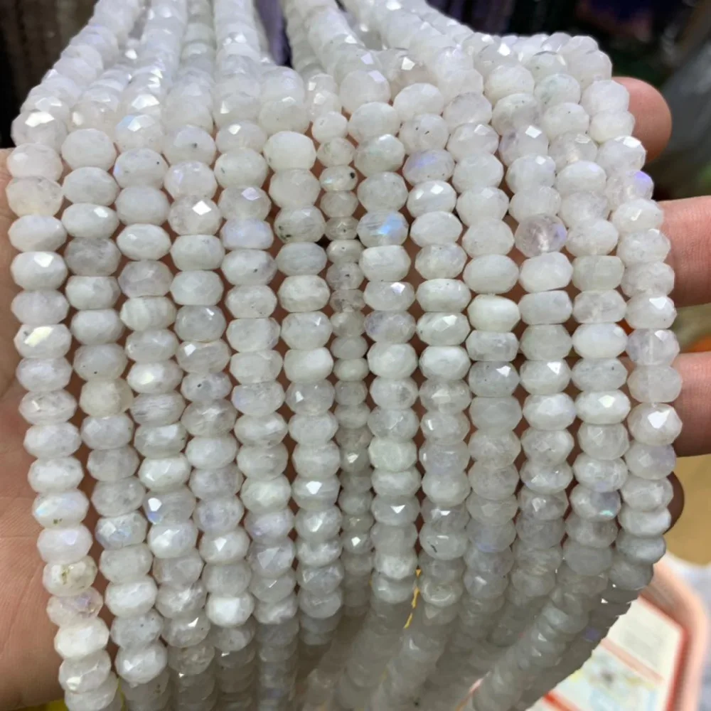 Белый Лунный Камень heishi бусины натуральный драгоценный камень Бусины DIY Spacer Бусины для изготовления ювелирных изделий прядь 1"