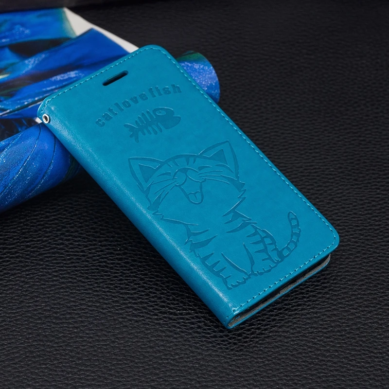Чехол S10 + для etui Samsung Plus кожаный чехол с тиснением в виде кошачьей рыбы Galaxy S10Plus S10E |