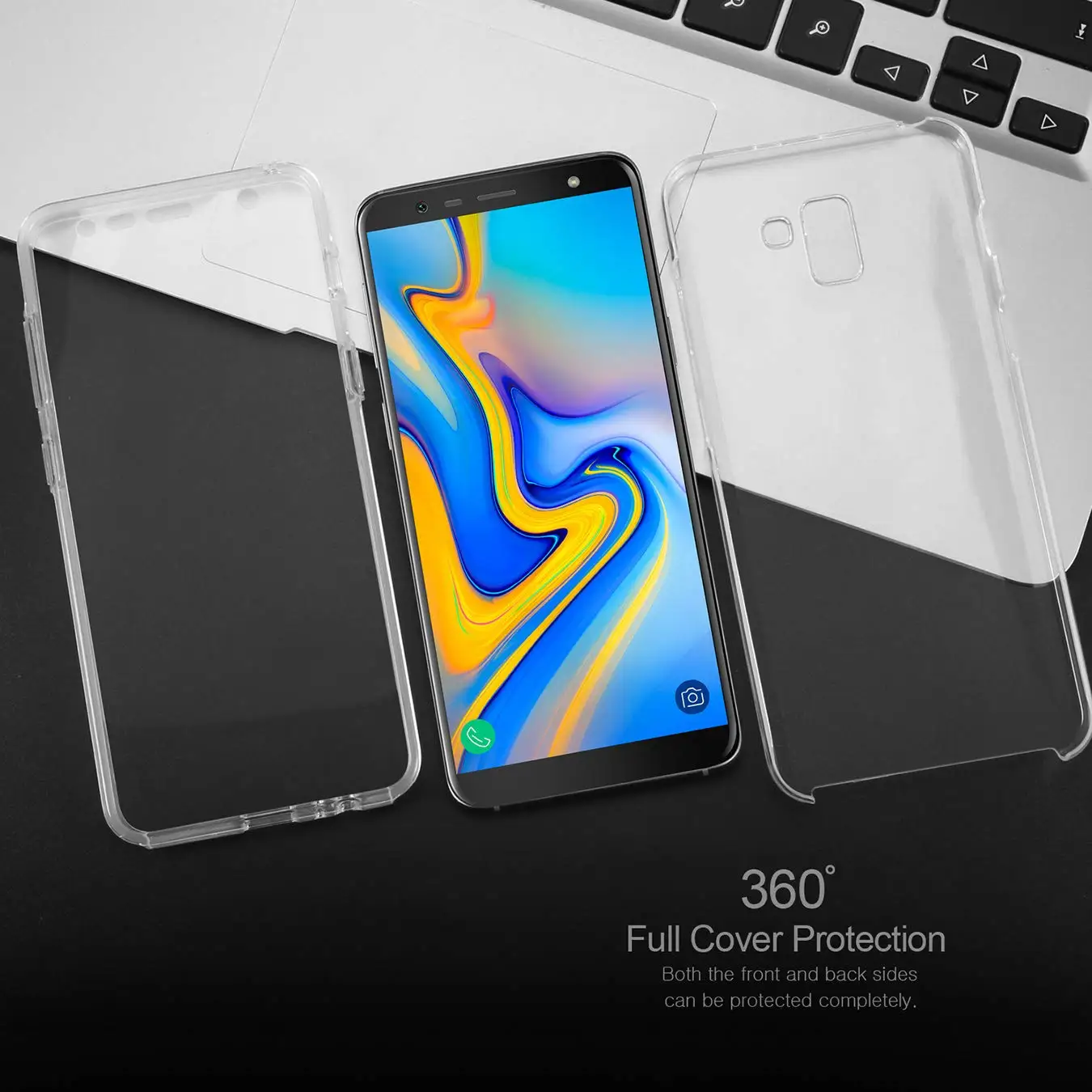 Для Samsung Galaxy J6 Plus 360 градусов j6 + 2018 силиконовый чехол с кристаллами для всего тела 2