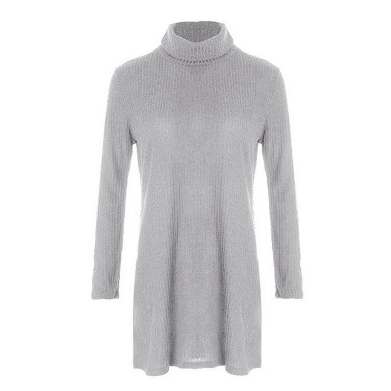 OEAK 3XL осень зима длинный рукав вязаный свитер платье водолазка мини Vestidos женское