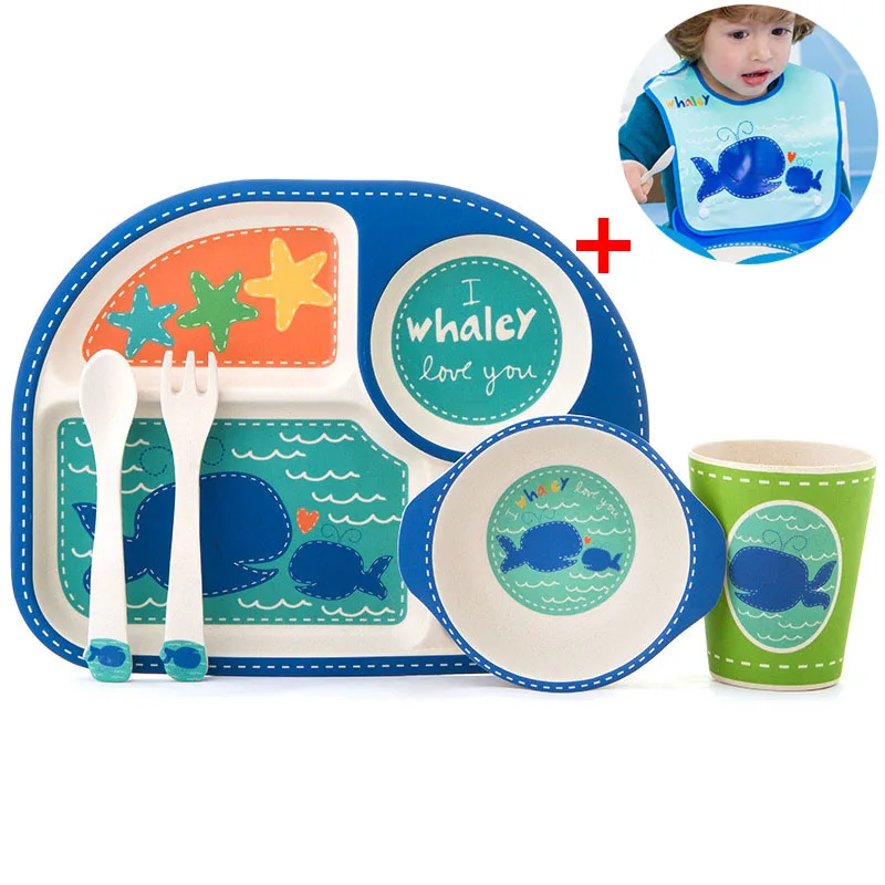 Набор посуды из бамбукового волокна для детей 6 шт./компл. тарелка животных посуда