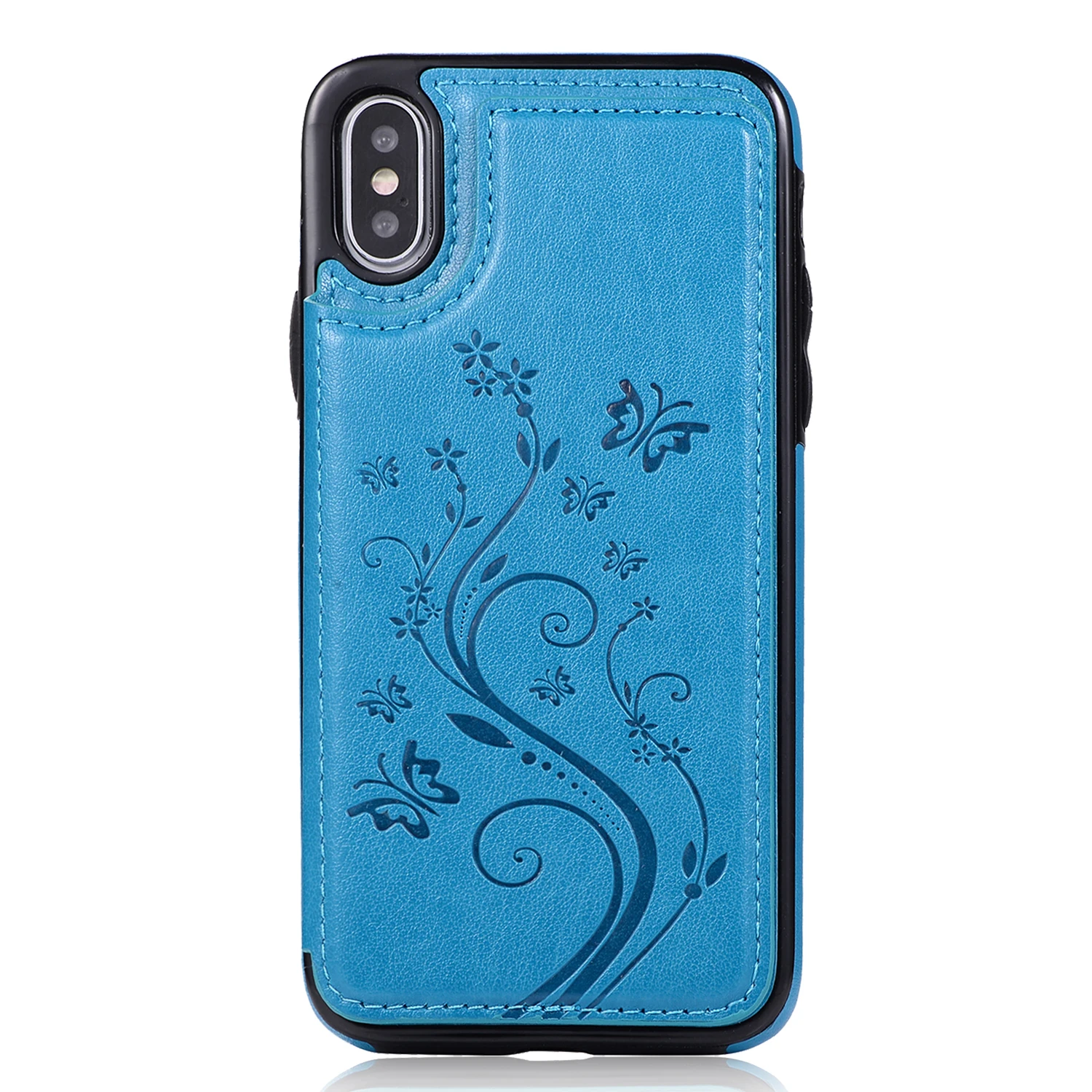 Держатель для карт, чехол-кошелек для iPhone X Xs Max Xr 7 8 6 6s Plus 5 5S Se, Роскошный Кожаный противоударный защитный чехол на магните - Цвет: Blue YHSK