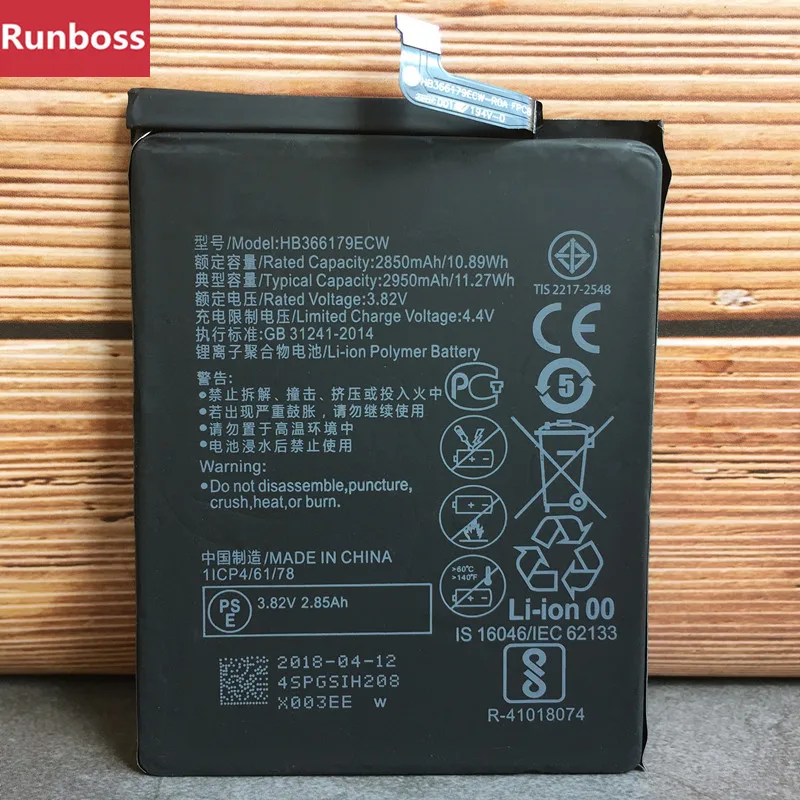 Аккумулятор для Huawei HB366179ECW 2950 мАч Nova 2 Nova2 искусственная задняя фотография