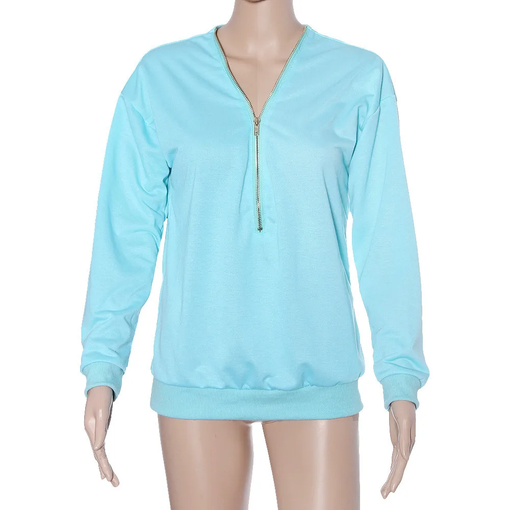 Женская футболка с глубоким вырезом облегающие худи на молнии свободный свитер 2017|sudaderas mujer|sweatshirt womenpullover