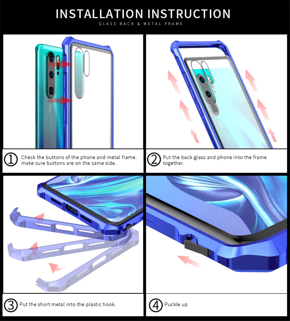Роскошный металлический чехол для телефона huawei P30 Pro Lite, противоударный корпус, бампер и 9H стекло, задняя крышка huawei P30 Pro, чехол s On