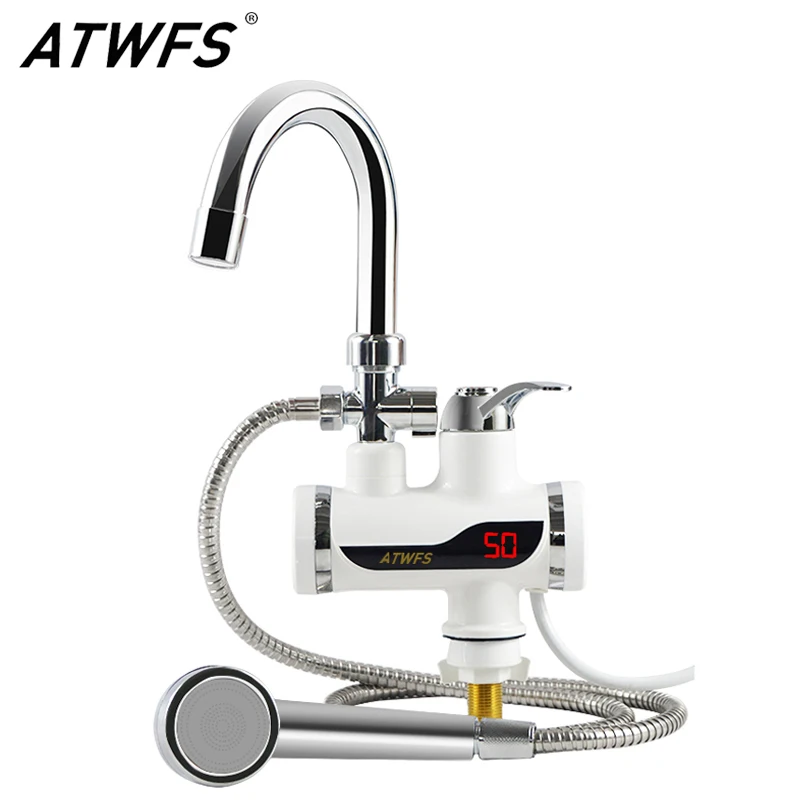 

ATWFS Water Heater Tap 220v Kitchen Faucet Instantaneous Water Heater Shower Instant Heaters Tankless Water Heating