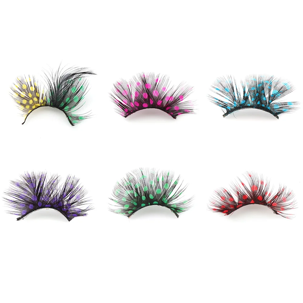 1 пара фиолетовый перо накладной макияж ресниц ресницы Хэллоуин Рождество шоу