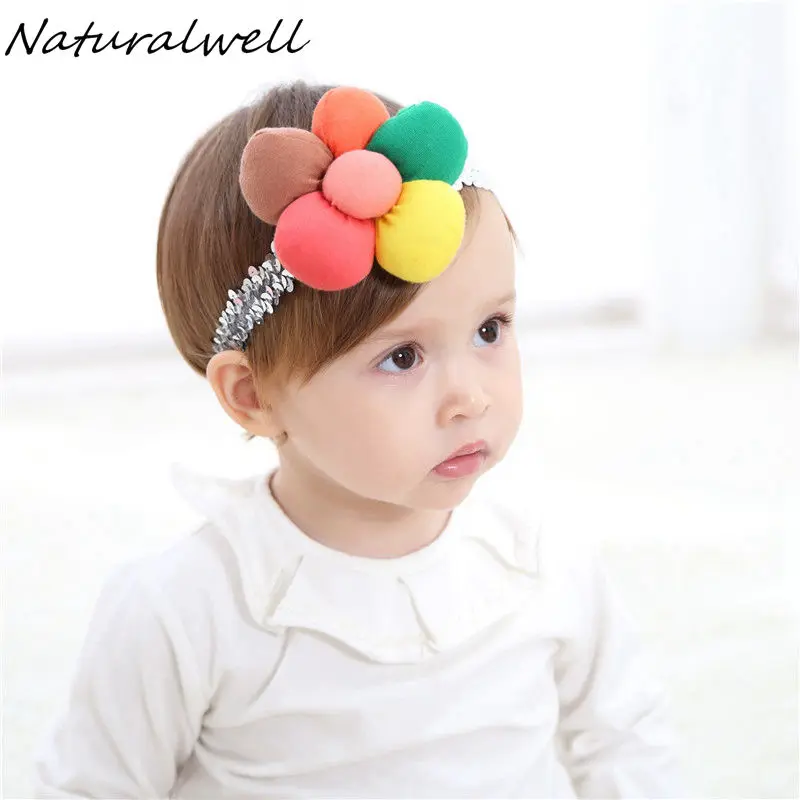 

Naturalwell Baby Colorful rainbow flower headband Newborn Toddler girls photo prop baby stretch elastic hairband headbands HB050