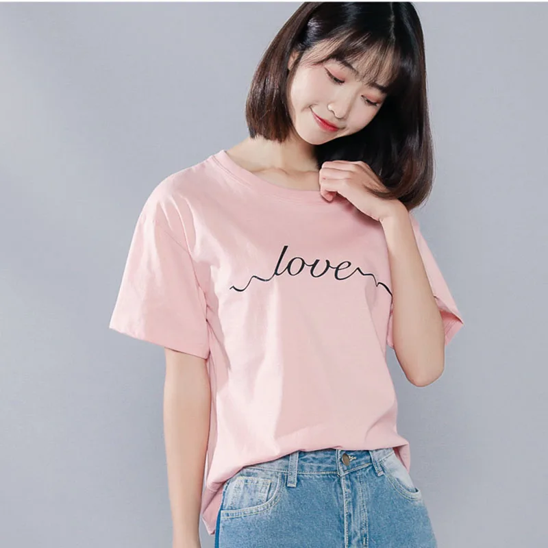 Женская футболка в Корейском стиле Ulzzang летняя Харадзюку Kawaii одежда для школьниц