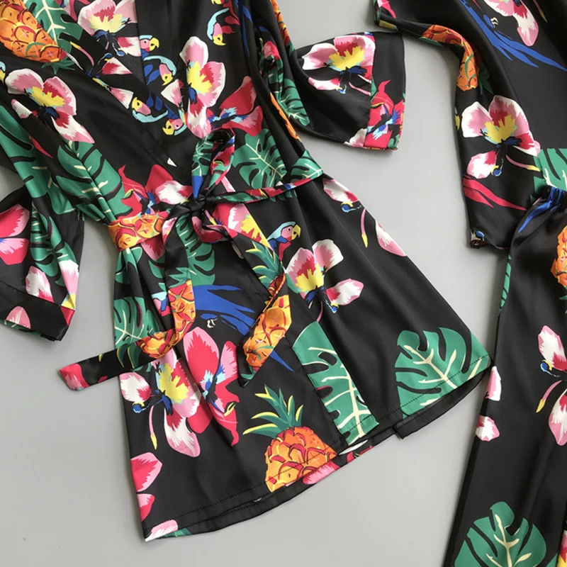 BZEL Sleepwear 3 Pieces Pyjama Set Women Autumn Winter Sexy Pajama Sets Sleep Suits Floral Nightwear Gift Home Clothes Homewear
