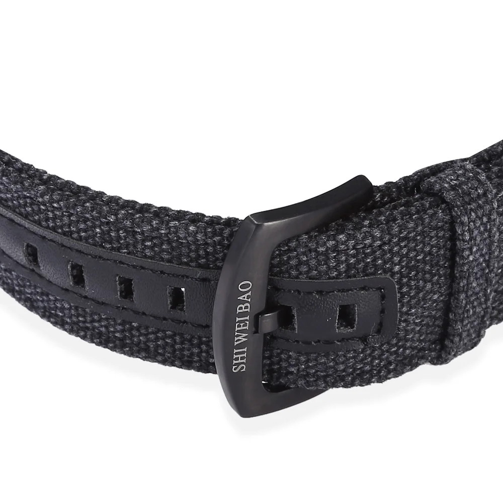 Мужские часы с двойным часовым поясом кварцевые ремешком из парусины армейские