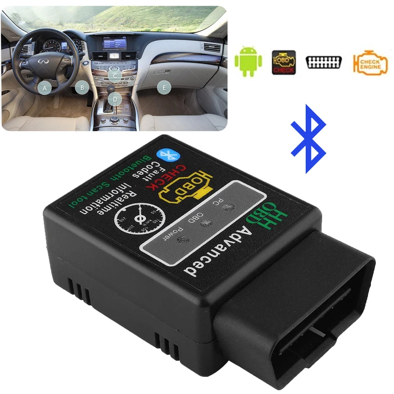 Универсальный V2.1 Bluetooth OBD Автомобили диагностический сканер для Android Symbian черный |