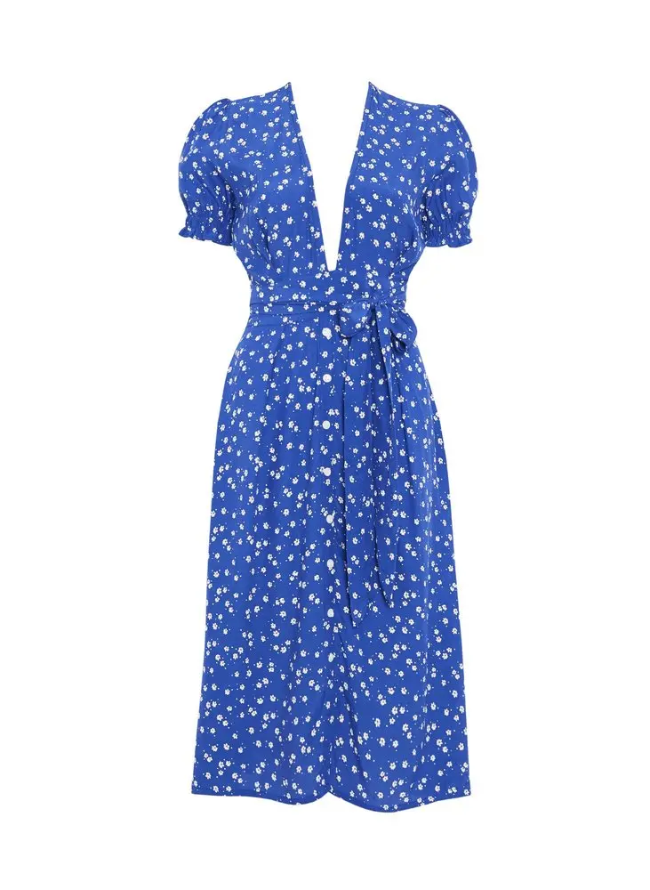 Богемное цветочное женское свободное кружевное платье с бантом v-образным