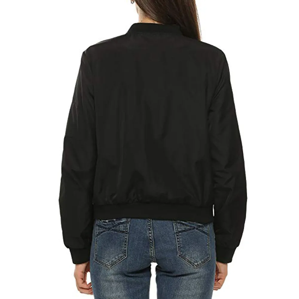 

Chamsgend Bomber jacket coat women sports running training plus size coat pocket zipper long sleeve Ladies fitness outdoor tops